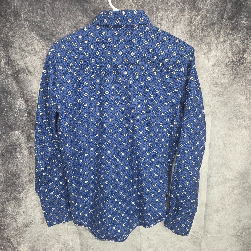 Wrangler 20X Western Shirt Mens Small Blue Pearl Snap Cowboy Rodeo‎ Sawtooth - Picture 5 of 11